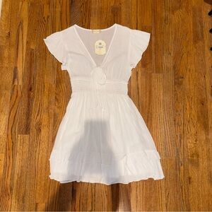 Altar'd State White Flutter Sleeve Mini Dress
